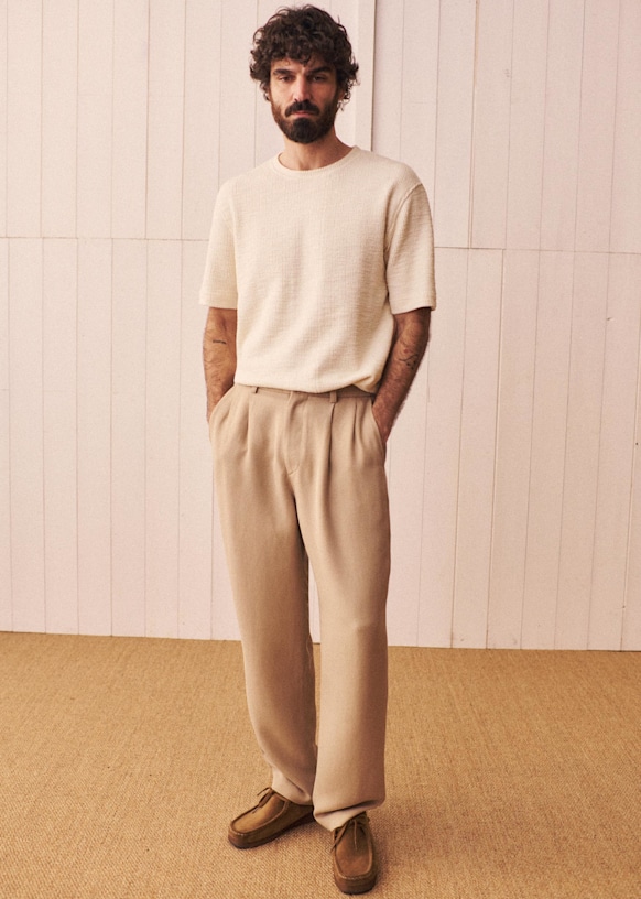 Dusk Elasticated Pants - Grey herringbone - Polyester - Sézane