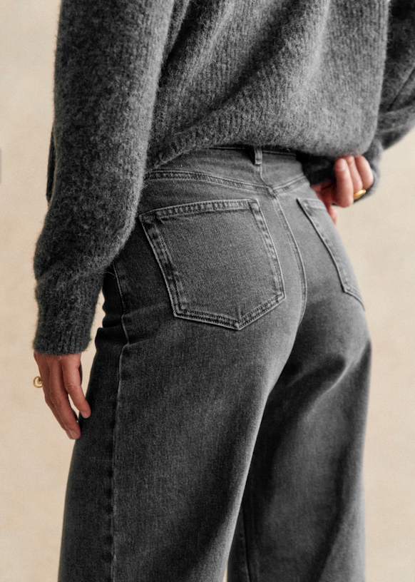 代引き手数料無料 Leg Wide The Trousers cotton Organic - Blue Light - パンツ