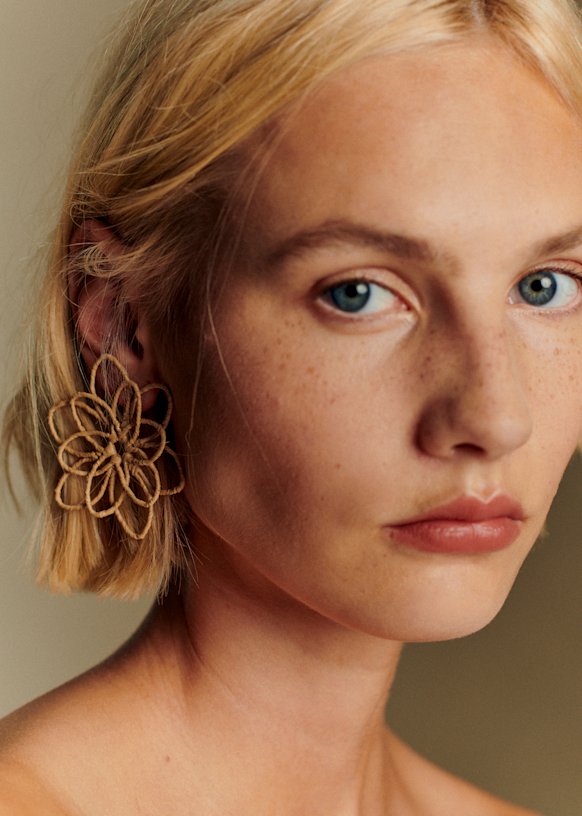 Cassandre Earrings - Green - Raffia - Sézane