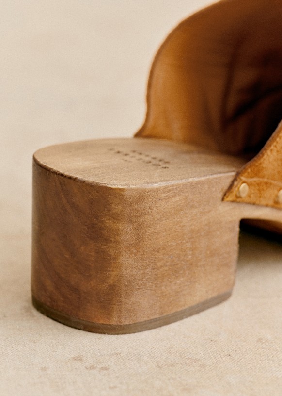 Tibby Clogs Lilac Split cowhide leather Sezane