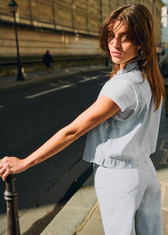 Rome New Shorts - Denim Stripes - Organic Cotton - Sézane