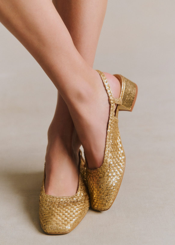 Noemie Heeled Pumps - Natural Heritage Braided Leather - Vegetable