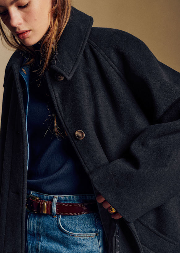 Clyde コート - ネイビー - リサイクルウール - Sézane