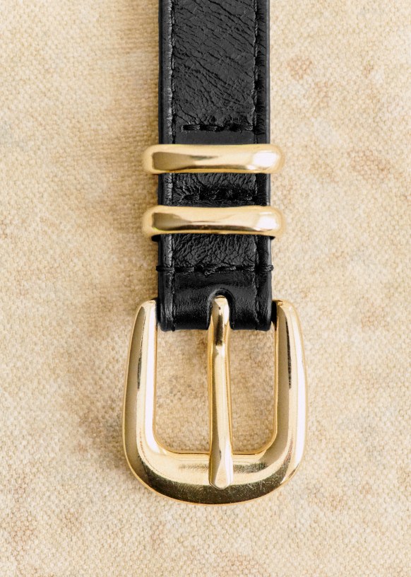 Livie Belt Black Varnish Patent cowide leather Sézane