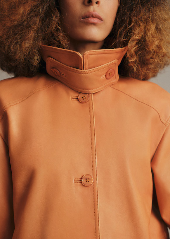 Amaury Coat - Nutmeg - Lamb leather - Sézane