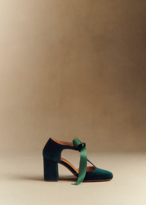 High Eulalie Babies - Green Velvet - Textile - Sézane