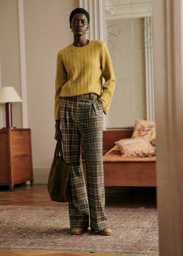 Théophile Trousers - Giallo Checks - Recycled wool - Sézane