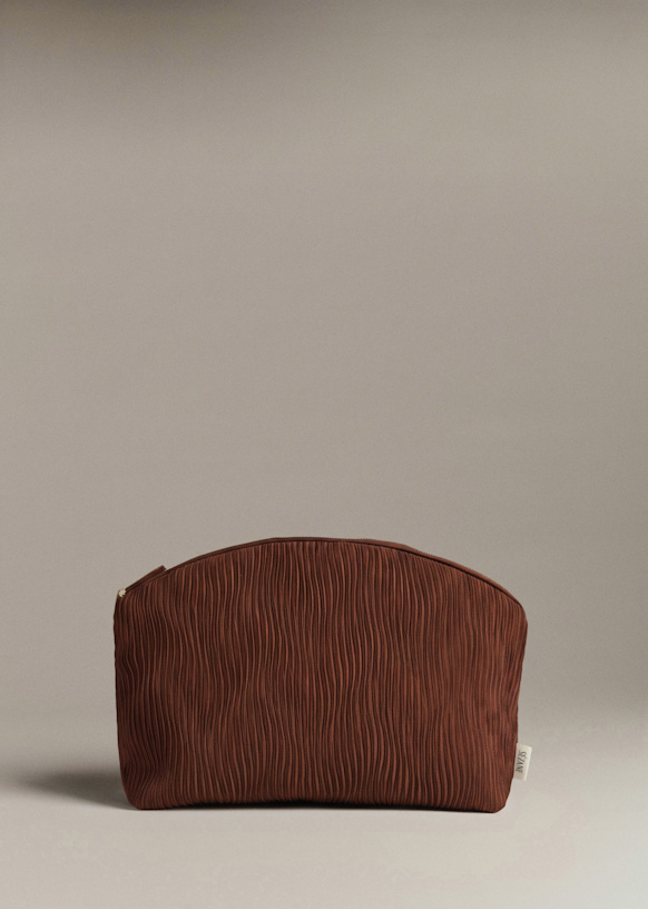 Pleated Satin Toiletry Bag - Brown - GRS certified recycled polyester ...