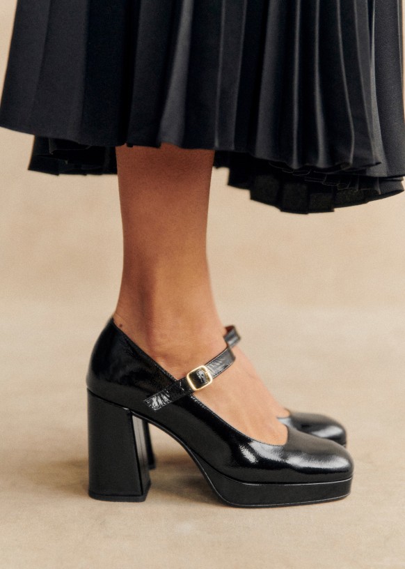 Georgia High Mary Janes - Patent Black - Bovine leather - Sézane