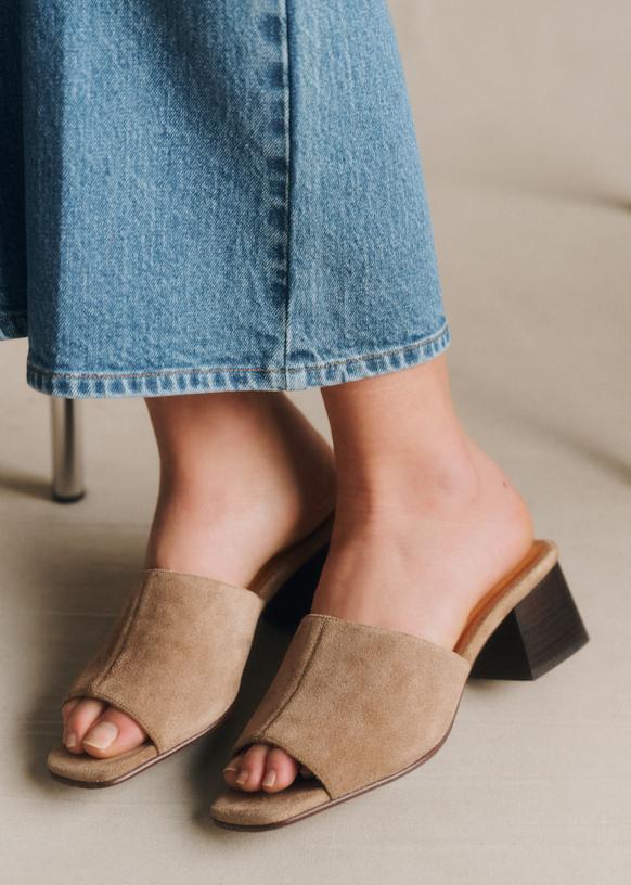 Doriane Mules - Light Taupe - Split cowhide leather - Sézane