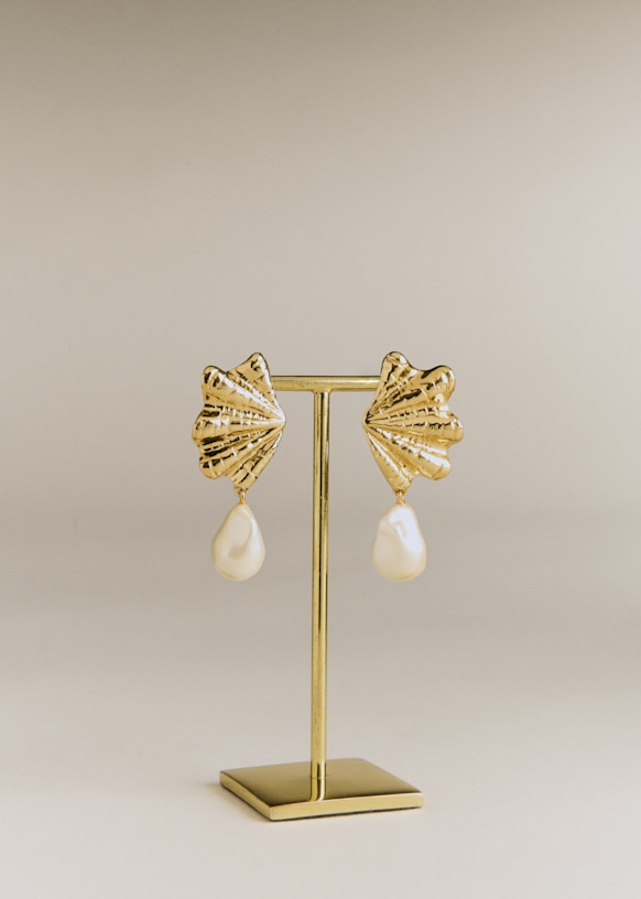 Colombe Earrings - Golden ecru - Mostly recycled tin - Sézane