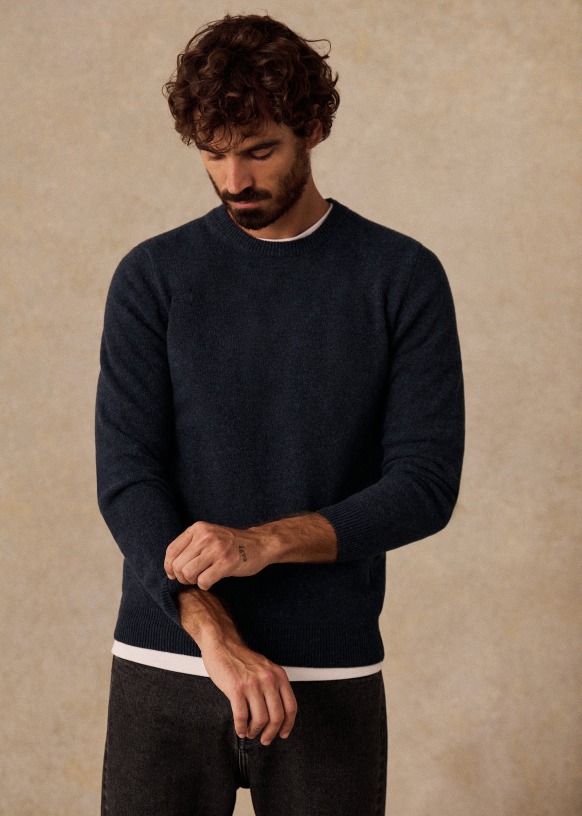 Flynn Sweater - Mottled Blue - Wool - Sézane