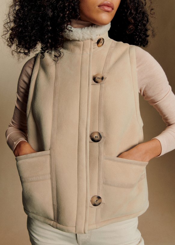 Alais Coat - Natural - Lamb leather - Sézane