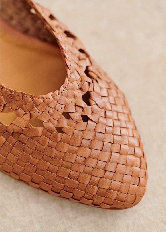 【SEZANE】ロー アーニャ バレリーナ Anya Low Ballerinas - Natural woven raffia - Raffia - Sézane