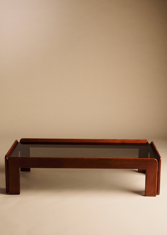 Table basse glass and wood vintage