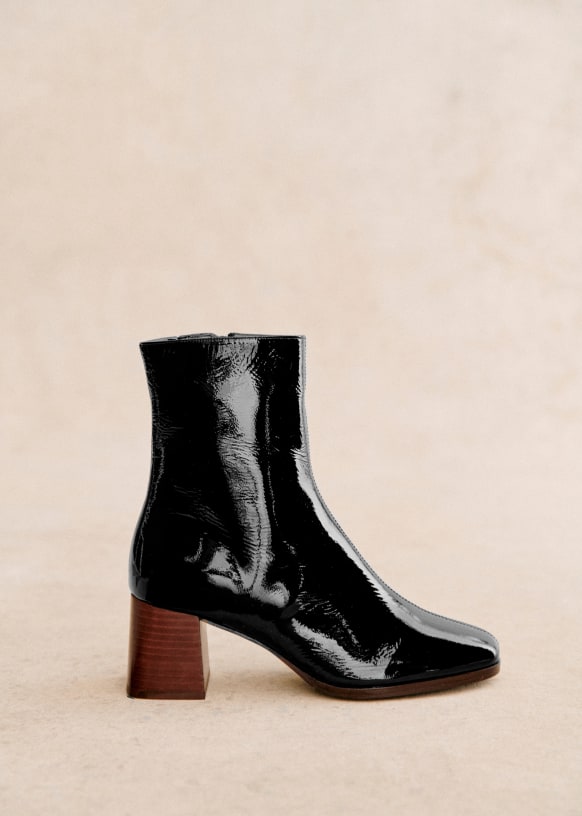 Axelle Ankle Boots - Patent Black - Sézane