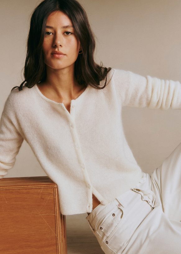 Gaspard Crop Cardigan - Ecru - Super kid mohair - Sézane