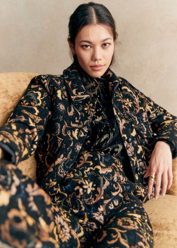 Terry Jacket Midnight Blue Jacquard Recycled polyester Sezane