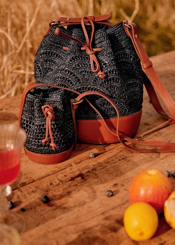 Nano Farrow バケット - ネイビーラフィア - ラフィア - Sézane