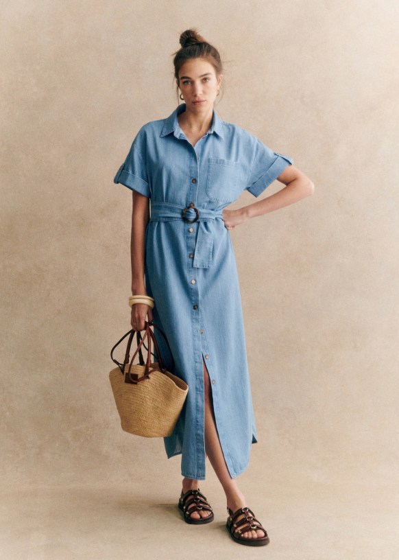 Robe Dora - Bleu Clair - Coton biologique - textile biologique - Sézane