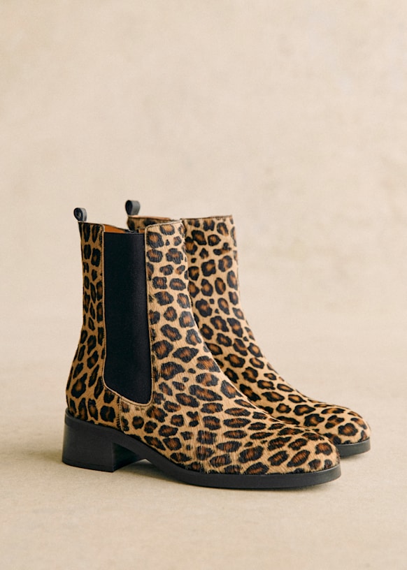 Agnes Ankle Low Boots Leopard Bovine leather Sezane