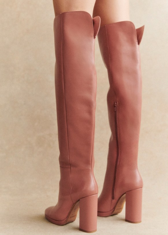 Apolline Thigh High Boots - Smooth Sand - Sézane