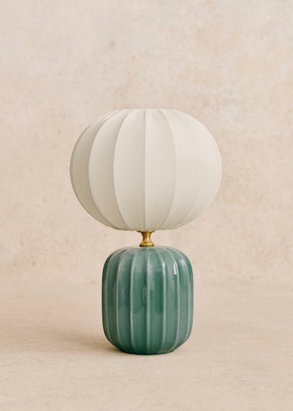 Small Traviata Lamp - Lagoon - Sonate Lampashade - Ecru