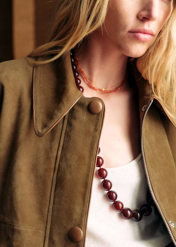 Théodore Jacket - Bronze - Goat leather - Sézane