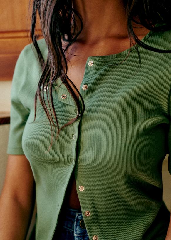 Juan Top - Cream Pointelle - Organic cotton - organic textile - Sézane