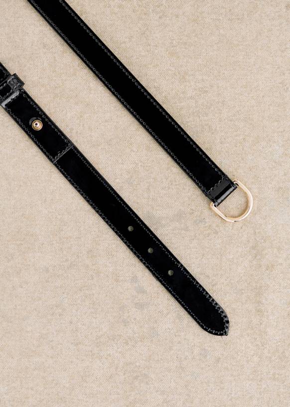 超安い品質 Cécile Belt - Patent Black - Bovine leather - Sézane 小物