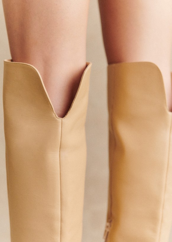 Apolline Thigh High Boots Silver Sezane