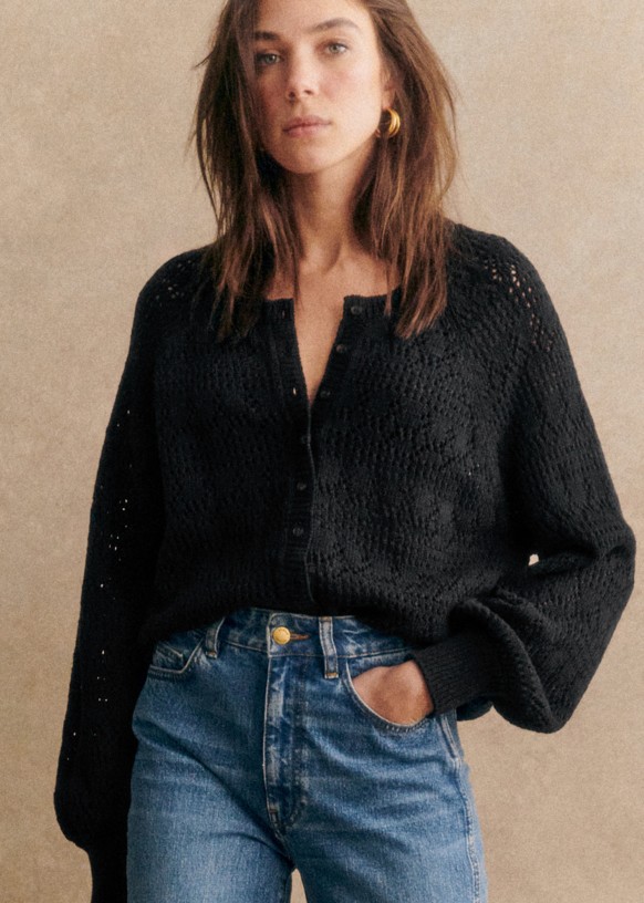 SEZANE ANAELLE カーディガン ブラック XS Anaelle カーディガン - ブラック - キッドモヘア - Sézane