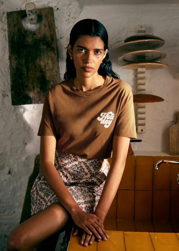 Holiday T-Shirt - Sézane x Holiday - Candy Pink / Ecru - Organic