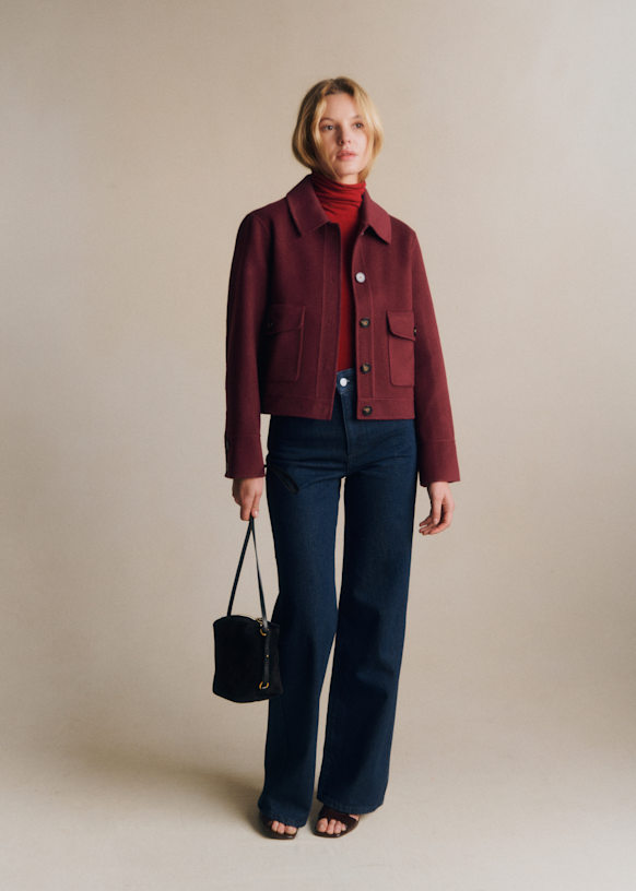 Terry Jacket - Black and Ecru Gingham - Organic Cotton - Sézane
