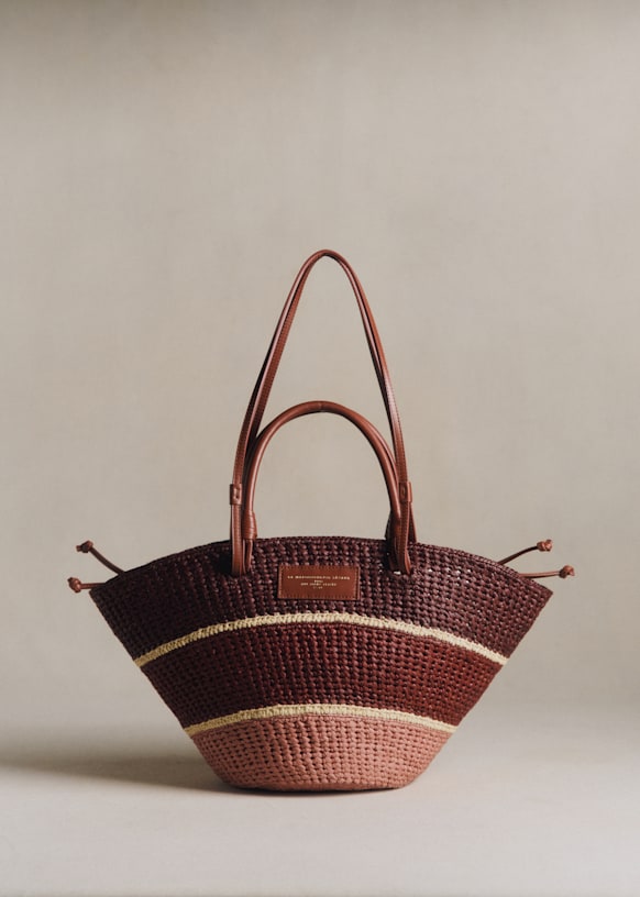 Justine Basket Bag - Natural Perforated Raffia - Raffia - Octobre