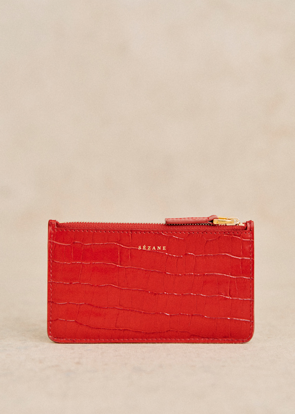 Alfred Large Card Holder - Crocodile Red - Bovine leather - Sézane