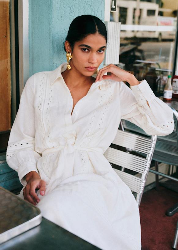 Jacky ドレス - エクリュ - オーガニックコットン - Sézane