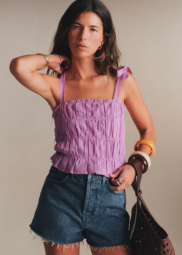 【Little$uzie】Lace 2way Tops Astree Top - Lilac Lace - Organic Cotton - Sézane