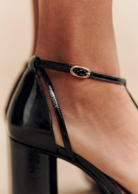 Daria High sandals - Patent Black - Sheep leather - Sézane