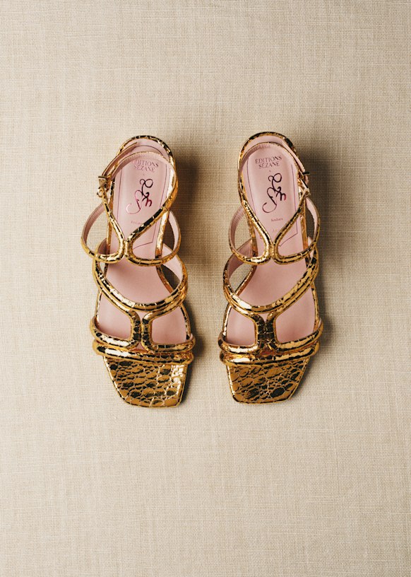 Anna Sandals - CFM Souliers x Editions Sézane - Embossed Gold