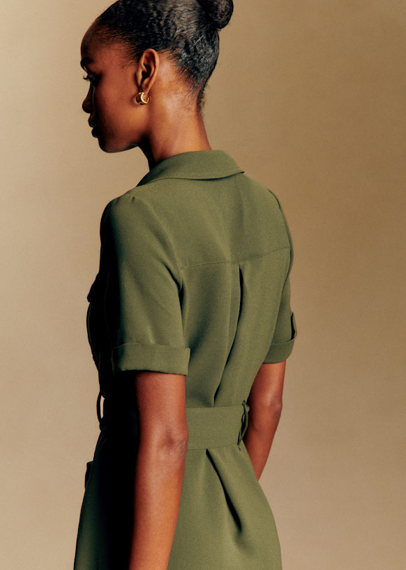 sezane olive green dress Pearly Dress