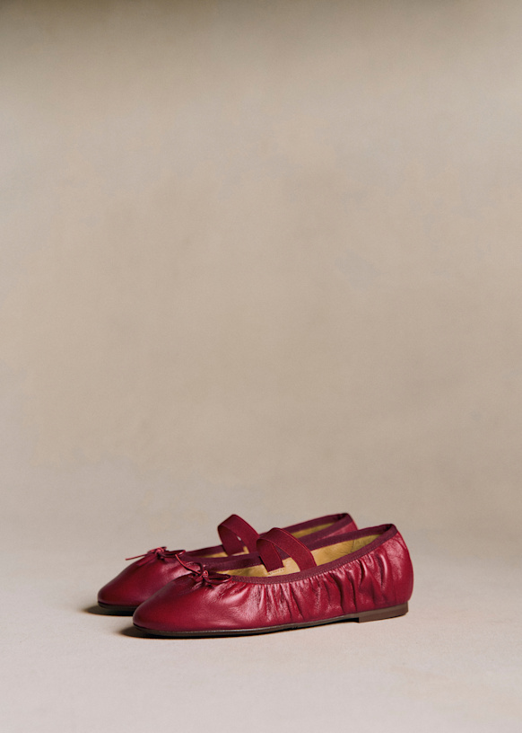 Low Amélie Ballerinas - Yellow Smooth Pleated Stretch - Smooth