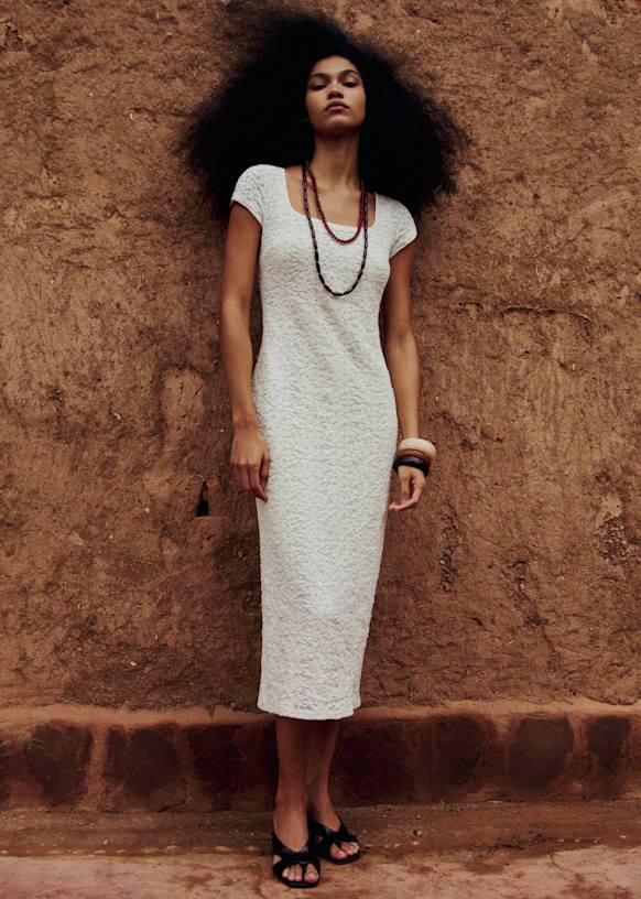 Claudette Dress - Ecru Guipure Lace - Organic cotton - textile