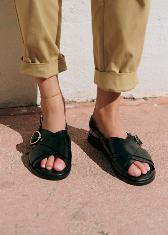 Blandine ローサンダル - アイスチョコレート - 牛革 - Sézane