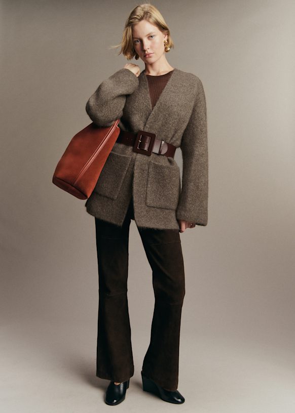 Oscar Jacket - Brown Pink Ecru Checks - Kid mohair - Sézane