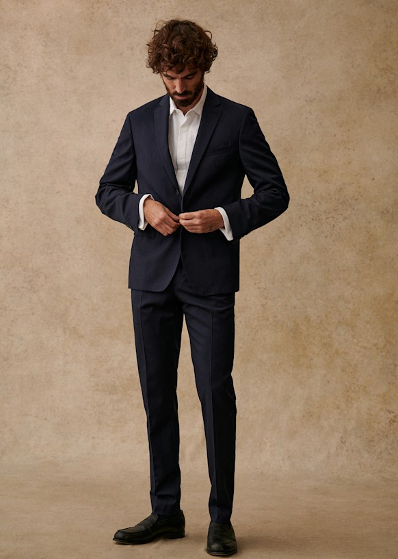 ★ETMON★ Collar Classic Jacket Navy 5000963355 Elmon Jacket - Navy - Wool - Sézane