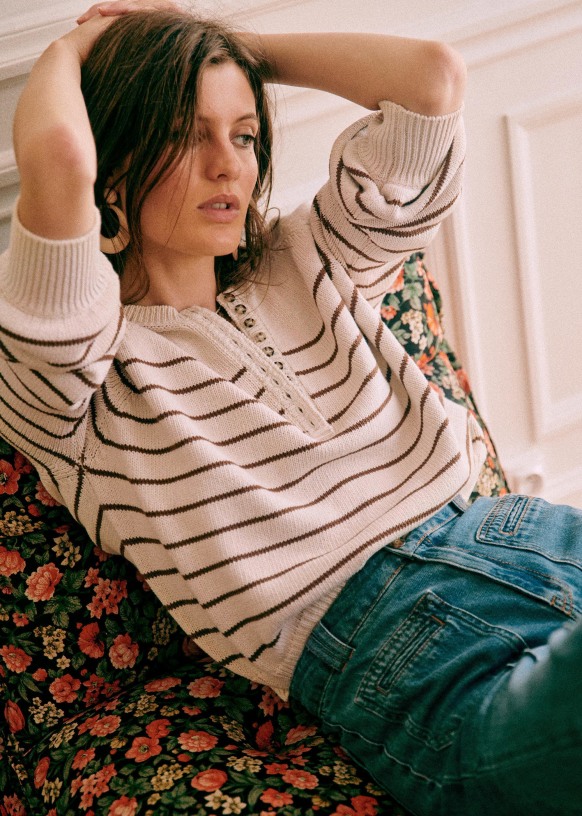 Léontine Jumper Ecru / Navy Cotton Sézane
