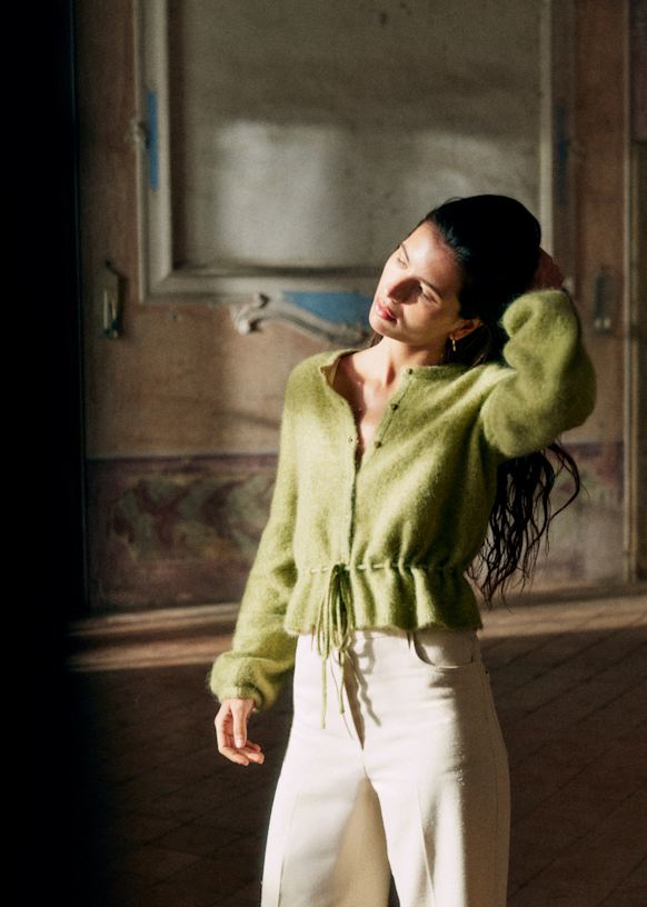 Barbara カーディガン - アーモンドグリーン - メリノウール - Sézane