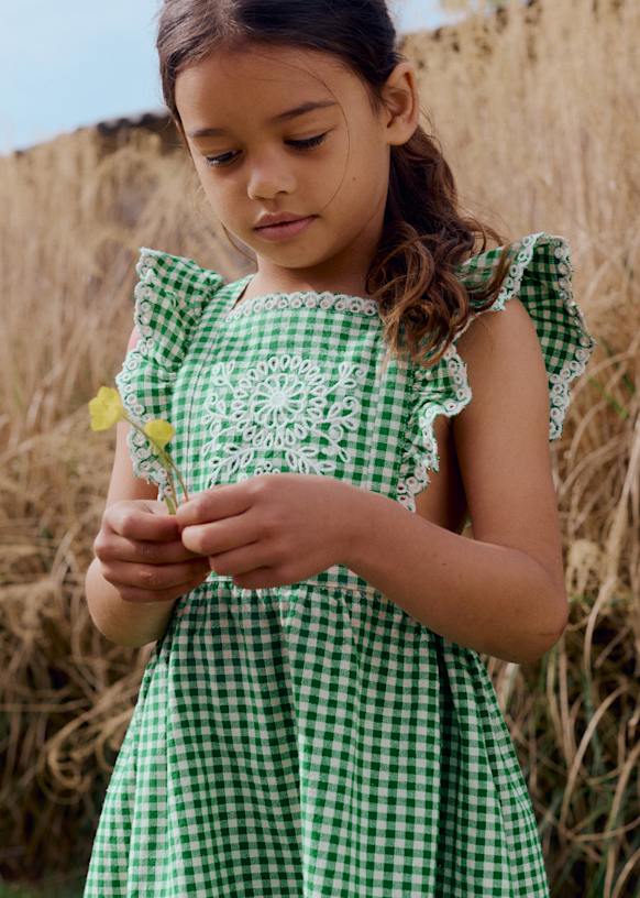 green gingham toddler dress Girls Halter Neck Green and White Gingham Cotton Dress - Available in Sizes 1Y - 6Y