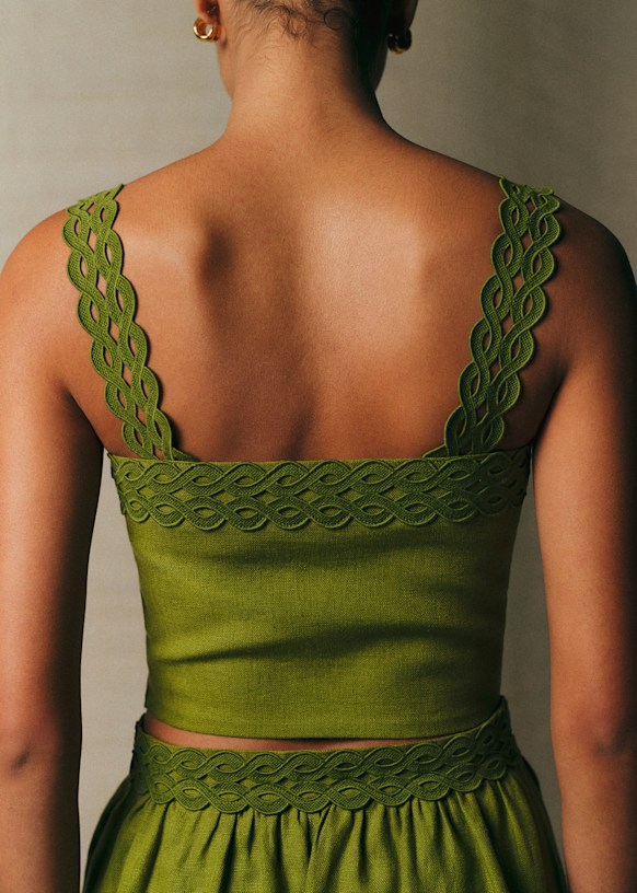 Clairis Top - Moss Green - Linen - Sézane